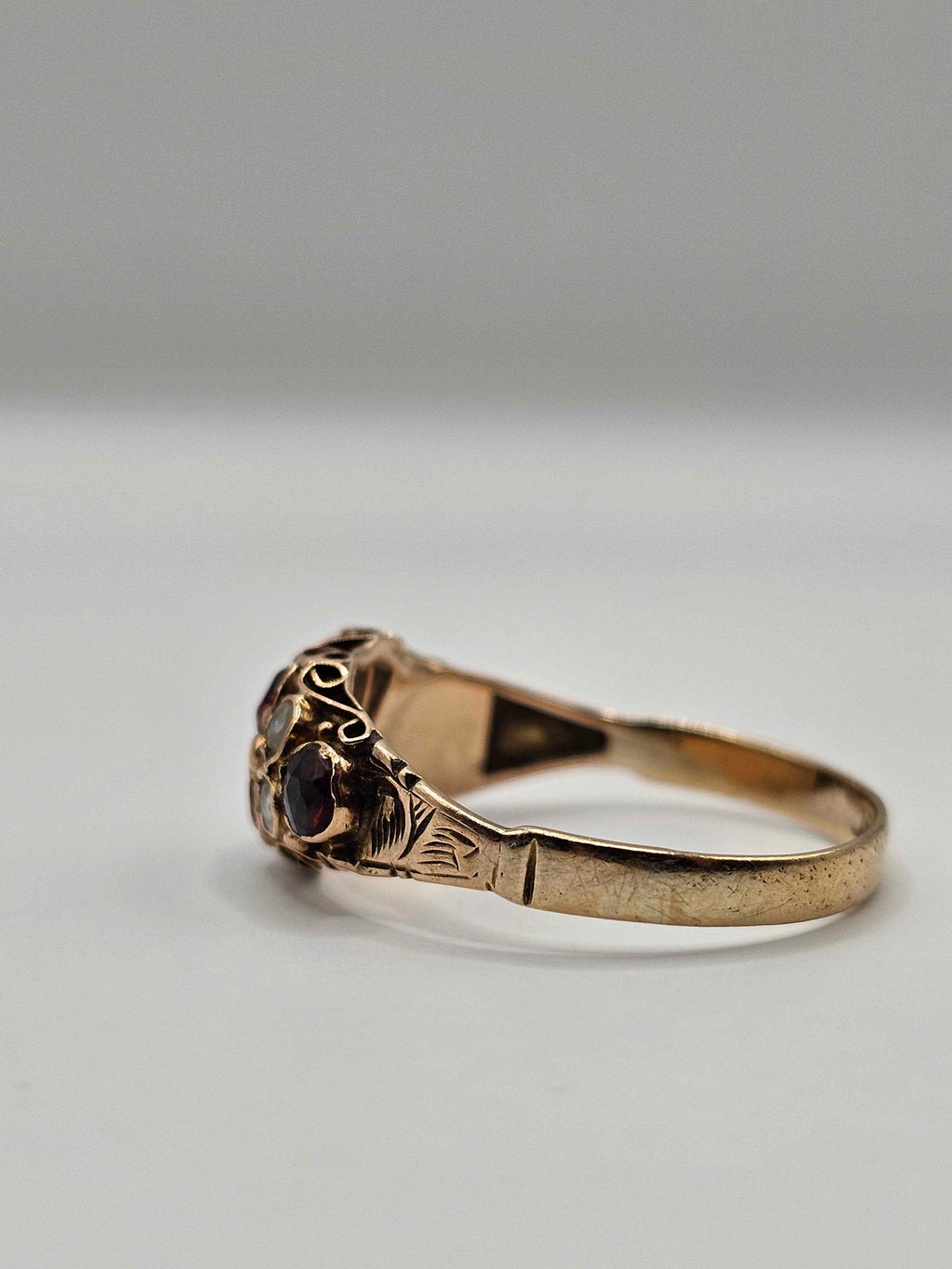 19th Century Garnet and Seed Pearl Ring
