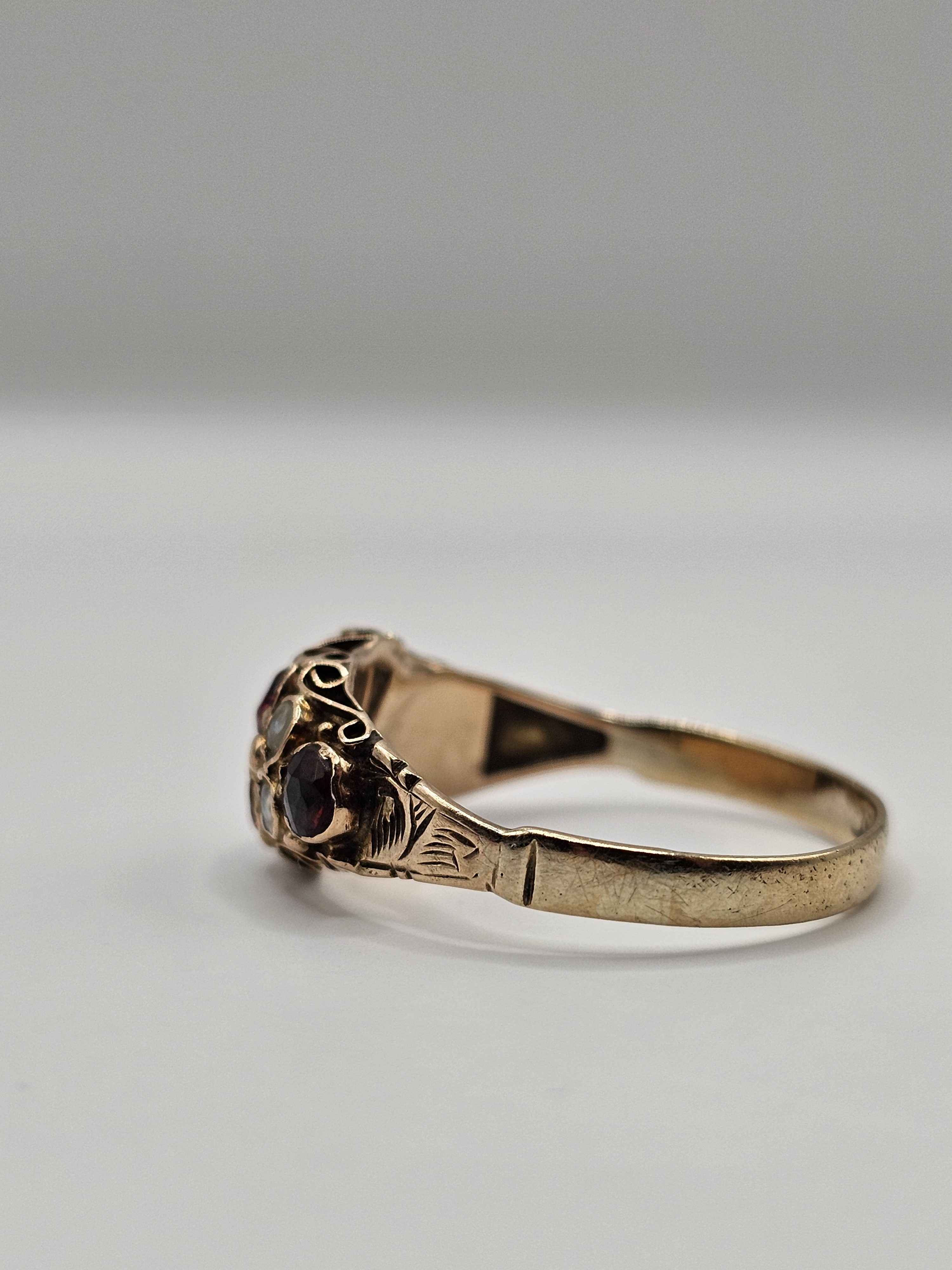 19th Century Garnet and Seed Pearl Ring