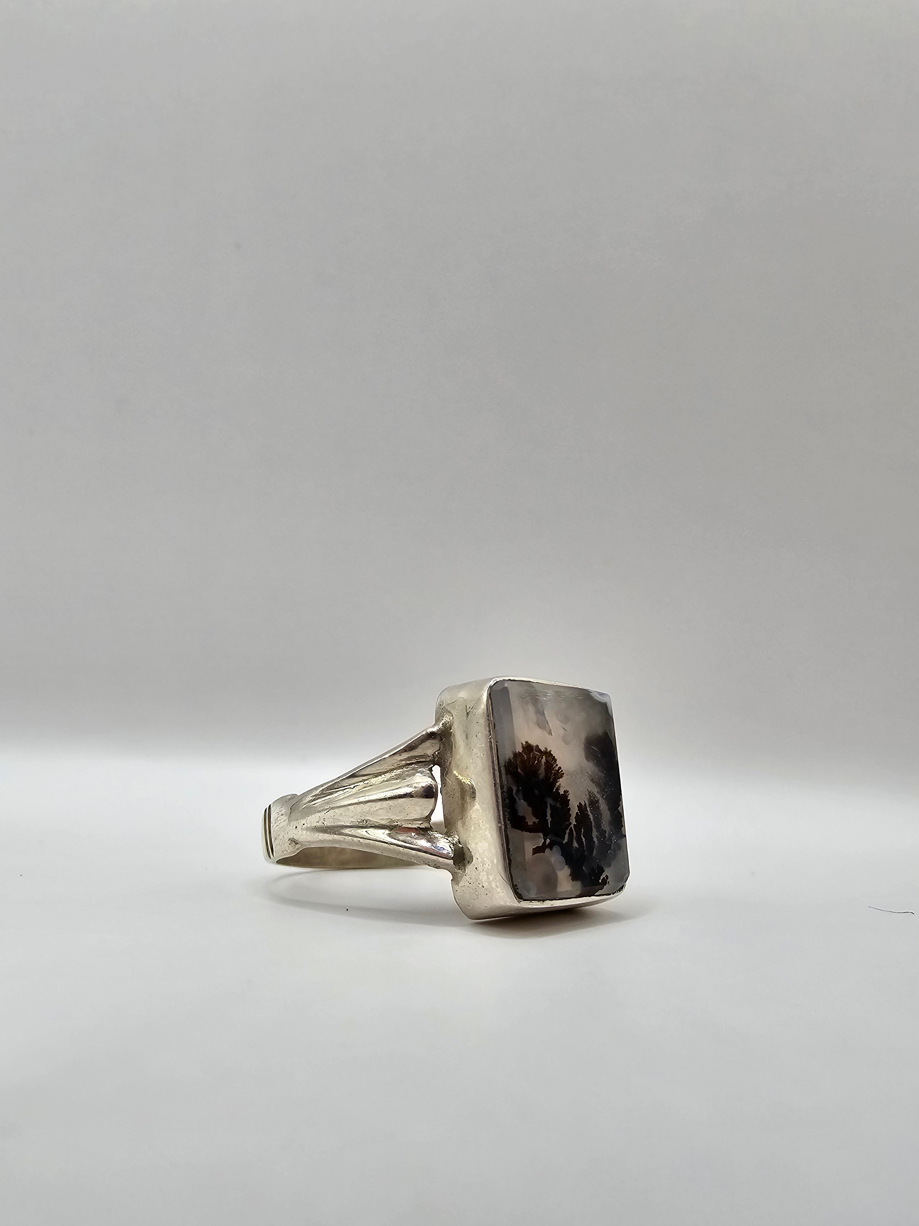 Agate and 925 Silver Ring