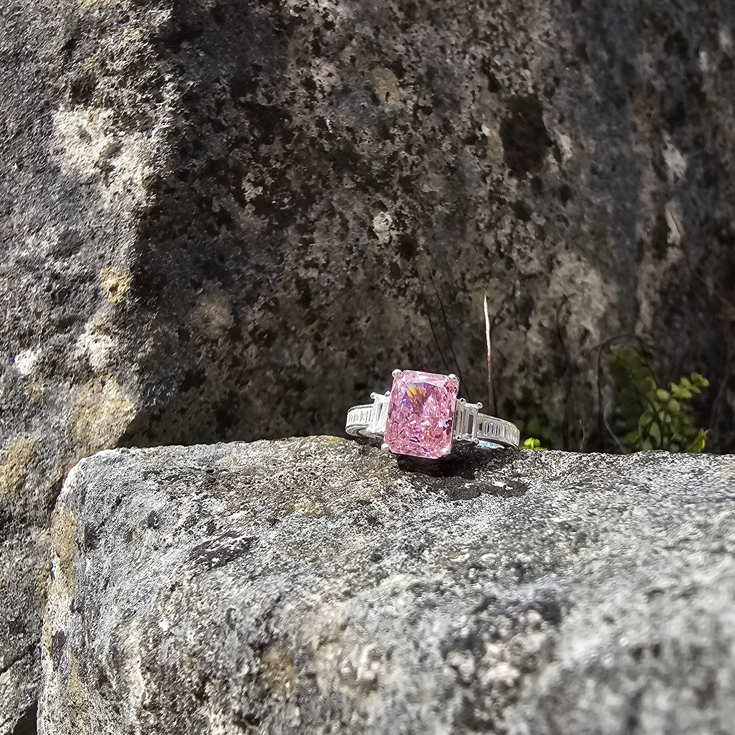 17.35 pink moissanite, sterling silver ring