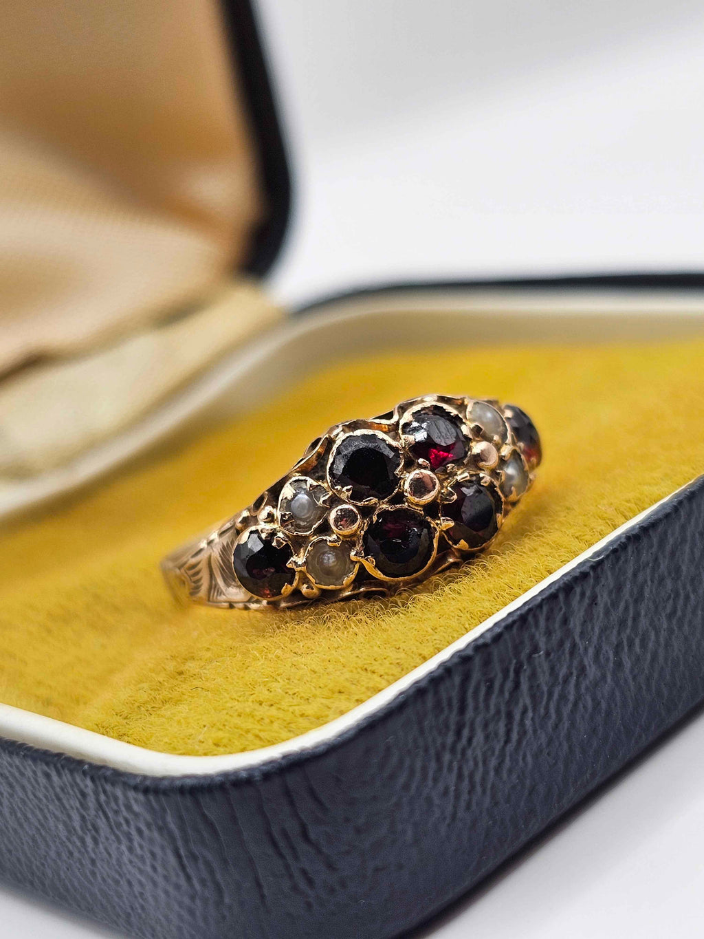 19th Century Garnet and Seed Pearl Ring