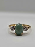 9 Carat Gold Jade and Diamond Ring