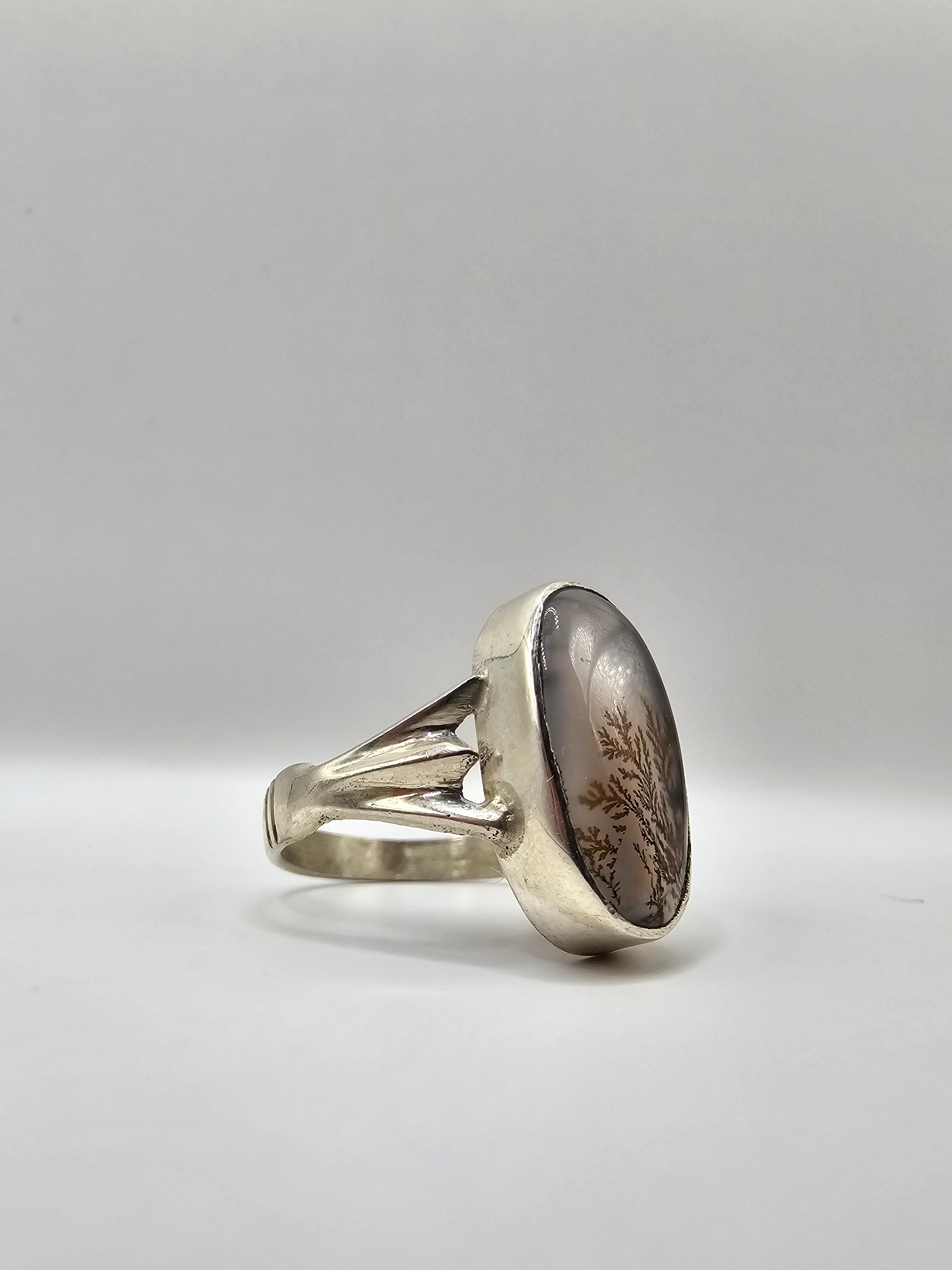 Agate and 925 Silver Ring