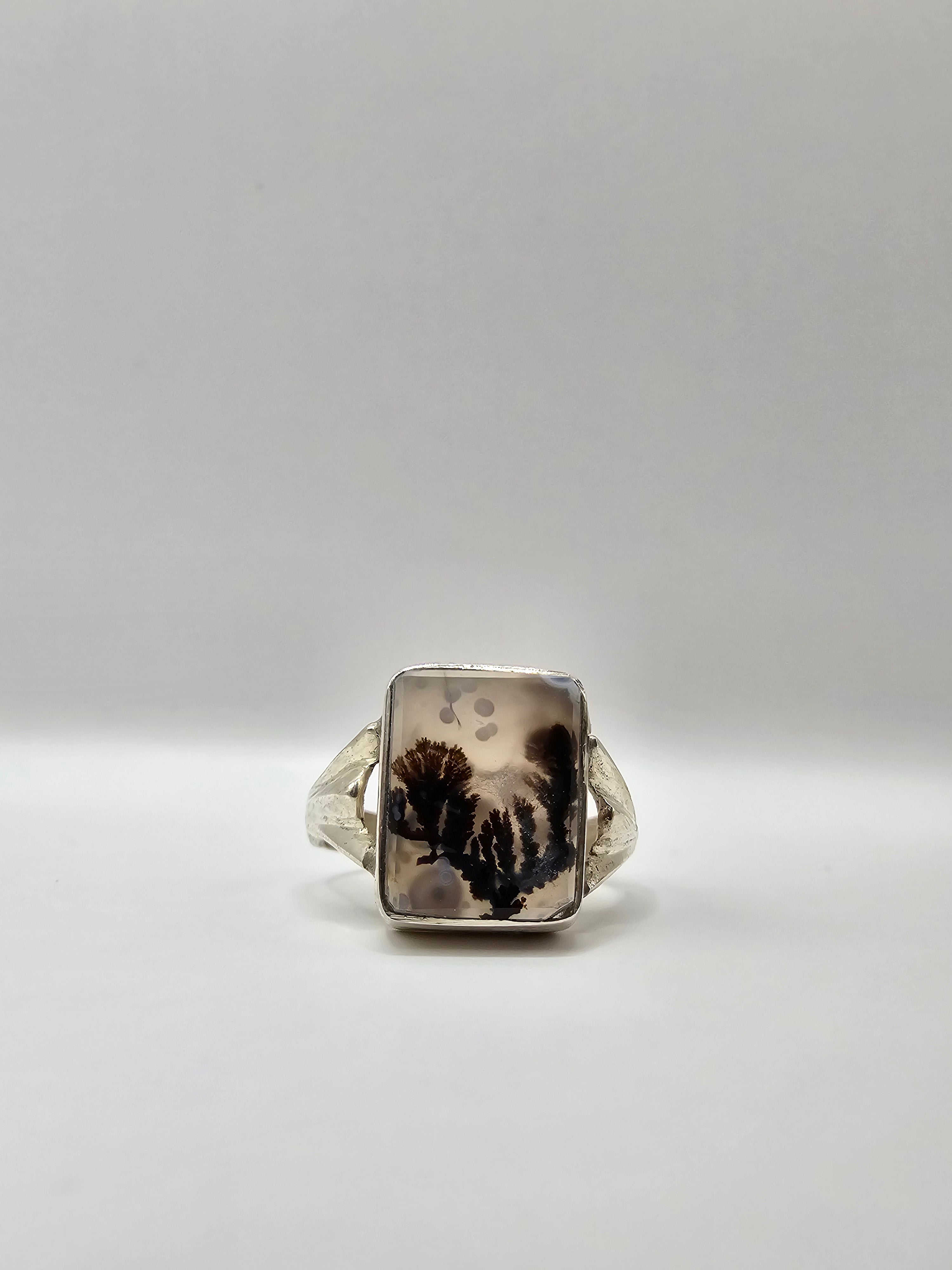 Agate and 925 Silver Ring
