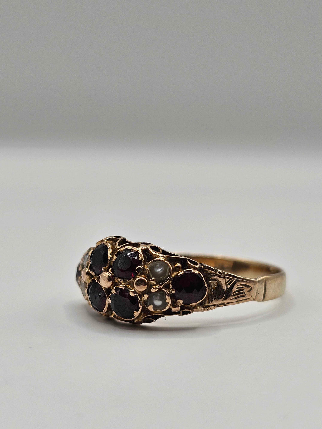 19th Century Garnet and Seed Pearl Ring