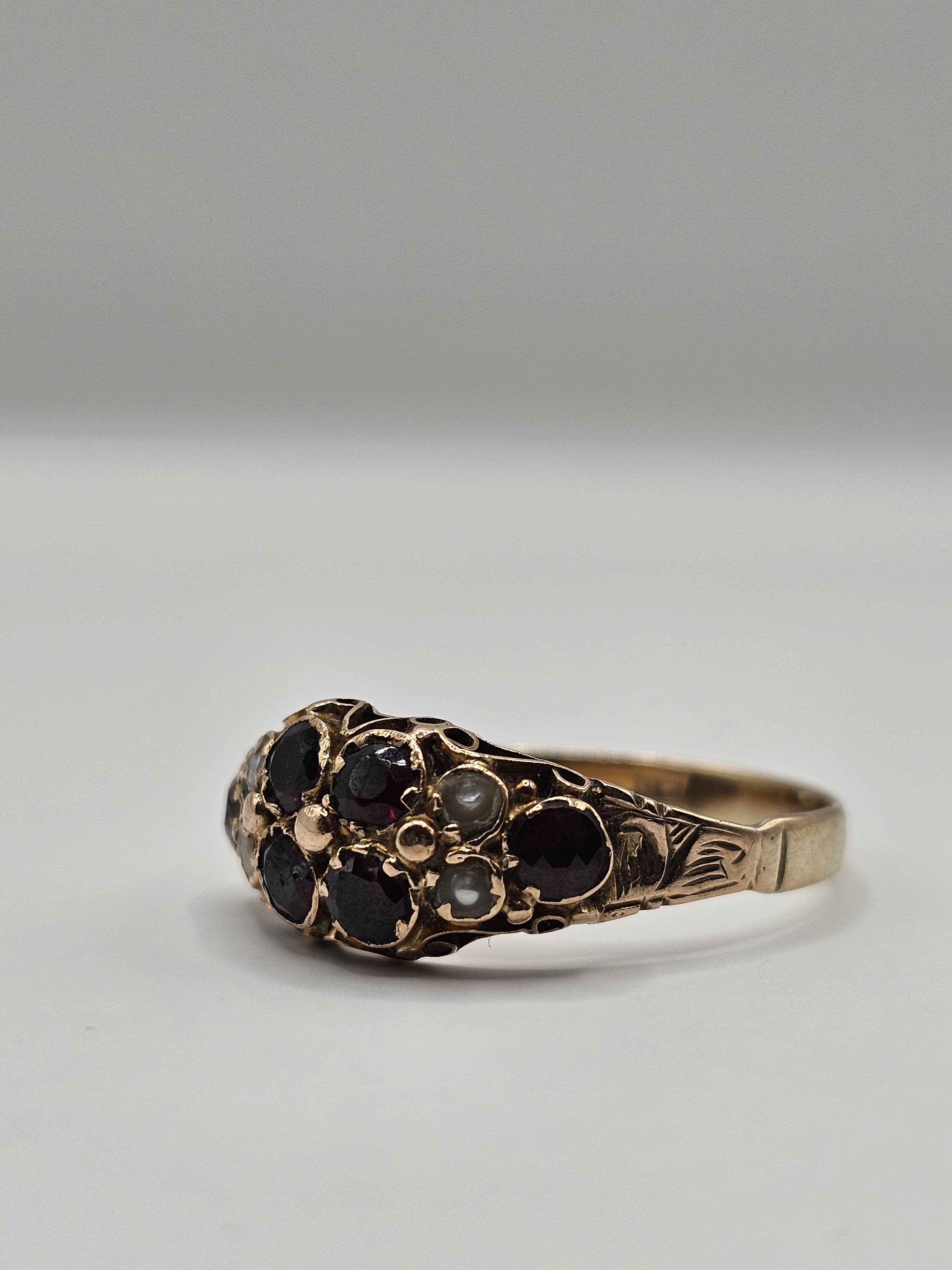 19th Century Garnet and Seed Pearl Ring
