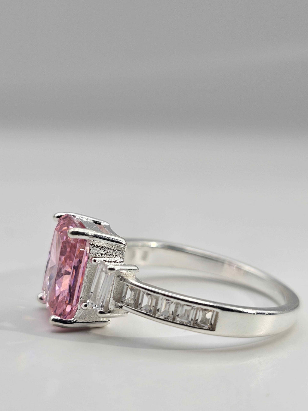 17.35 pink moissanite, sterling silver ring