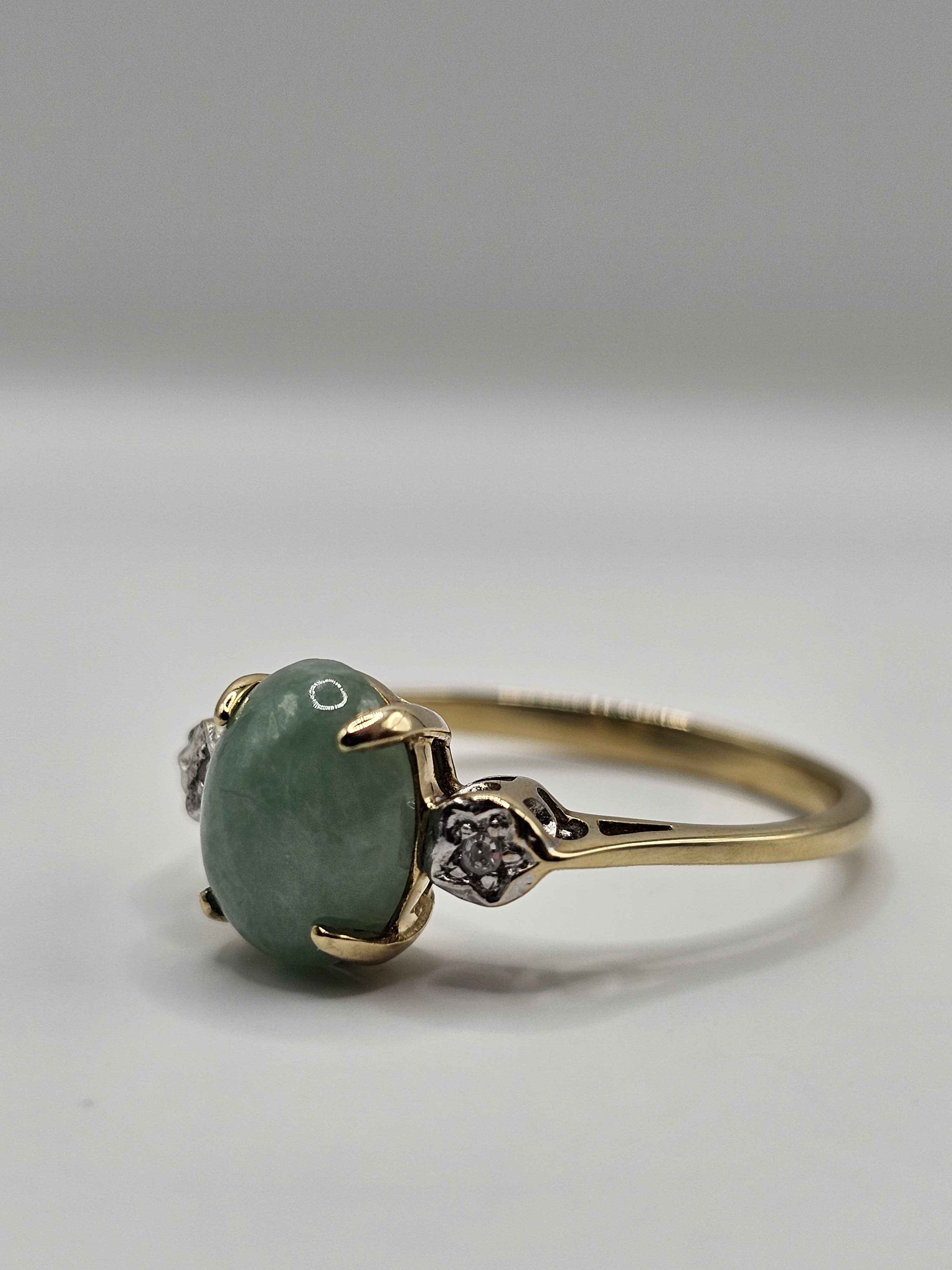 9 Carat Gold Jade and Diamond Ring