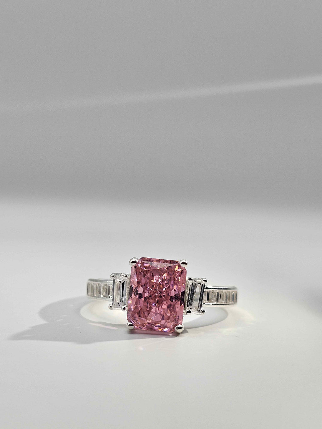 17.35 pink moissanite, sterling silver ring