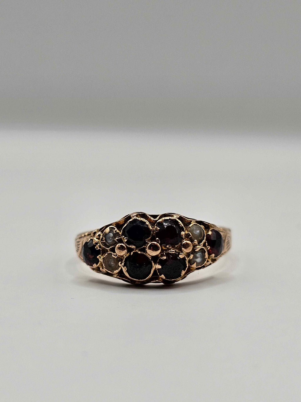 19th Century Garnet and Seed Pearl Ring