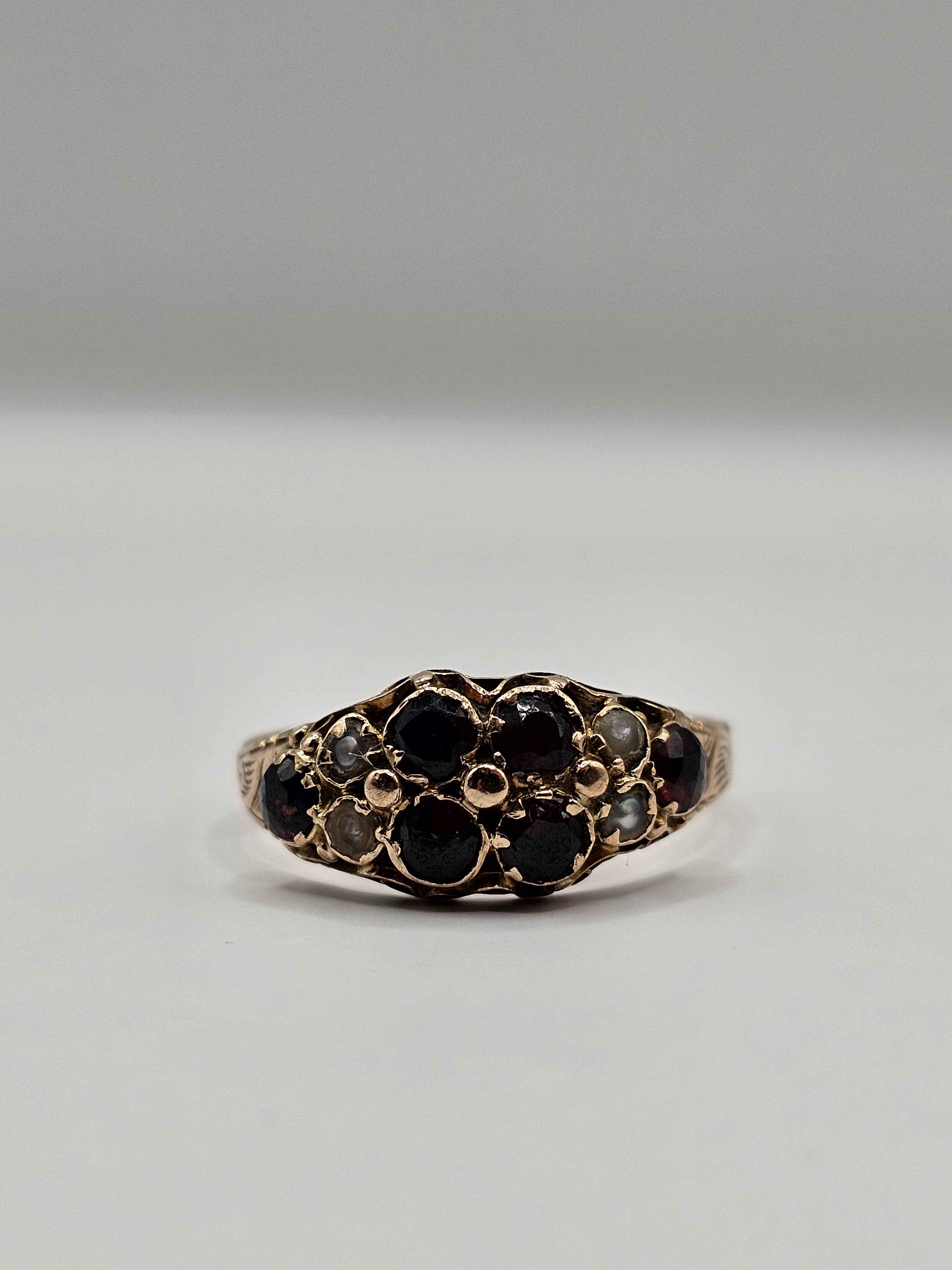 19th Century Garnet and Seed Pearl Ring